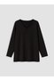 Lcw Curve Black Large Size 100% Cotton Women's T-Shirt - 3
