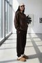 Women's Brown Hooded Sweat Tracksuit Bottom Set - 3
