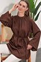 Women's Striped Lace-Up Oversize Tunic 50009 - Brown - 2