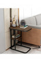 C-Shape Side Table, Narrow Sofa Table with 2 Shelves, Metal Frame, Small Coffee Table, Scandinavian Style Coffee Table for Living Room, Bedroom and Laptop, Brown - 3