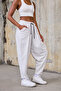 Women's Pleated Trousers with Elastic Waist and Cuffs - 2