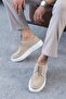 Kb-E8 Beige Leather White Sole Casual Men's Shoes - 4