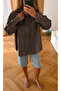 Brown Oversize Japanese Button Detailed Shirt - 5124 - 2
