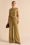 Women's Side Tie Crop Blouse & Elastic Waist Wide Leg Pants Two Piece Set - 3