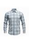 Men's 100% Cotton Plaid Shirt Relaxed Fit Single Pocket Long Sleeve Concealed Button Collar - 2