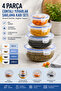 Set of 4 Round Storage Containers with Gaskets 400-800-1350-2250 ml Food Storage Container with Locking Lid