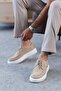Kb-E8 Beige Leather White Sole Casual Men's Shoes - 2
