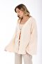 Women's Cream Oversize Linen Kimono & Tie-Detail Bat Sleeve Comfortable Fit - 5