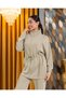 Women's Soft Textured Zippered Waist Tie Detailed Line Detailed Hijab Sports Two-Piece Set - 7