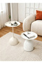 Round Coffee Table, Modern Bedside Table, Sofa Side Table End Table for Living Room, Bedroom, Office ,White - 4