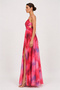 Women's Rope Strap Patterned Double-Breasted Long Evening Dress 8055 Nar - 2