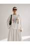 White Botanical Printed Long Sleeve T-Shirt Suitable for Hijab