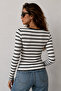 Women's Black Striped Camisole Cotton V-Neck Blouse - 6