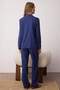 Navy Blue 100% Cotton Heart-Piped Knitted Pajama Set - 5
