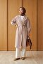 Elastic Sleeve Belted Lined Trench Coat - Stone