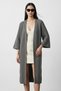 Morf Soft Textured Comfortable Fit Fakir Sleeve Slit Detailed Long Knitwear Women's Cardigan & Jacket & Hijab Cardigan - Smoked - 3