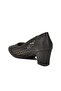 Black Knitted Patterned Women's Heeled Shoes - 4