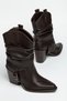 Women's Western Cowboy Vegan Faux Leather Drawstring Buckle Pointed Toe Thick Heeled Boots - 5