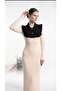 Women's Tricot Dress with Ruffle Collar Detail - 7