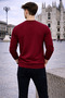 Men's Basic Crew Neck Loose Burgundy Winter Sweatshirt - 5