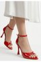 Red Patent Leather Women's Heeled Sandals - 2