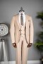 3 button flat vest suit beige - 2
