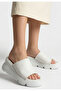 White Women's Wedge Heel Slippers - 2
