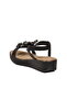 Black Textile Women's Wedge Heel Sandals - 4