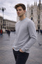 Men's Basic Crew Neck Loose Gray Winter Sweatshirt - 4