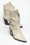 Women's Western Cowboy Vegan Faux Leather Drawstring Buckle Pointed Toe Thick Heeled Boots - 5