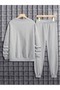 Beast Printed Crew Neck Sweatshirt Set Sweatshirt Tracksuit Oversize Shiny Comfortable Fit High Quality Fabric - 2