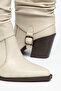 Women's Western Cowboy Vegan Faux Leather Drawstring Buckle Pointed Toe Thick Heeled Boots - 6
