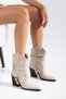 Women's Western Cowboy Vegan Faux Leather Drawstring Buckle Pointed Toe Thick Heeled Boots - 2