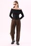 Crep Women's Viscose Fabric Madonna Collar Off-The-Shoulder Gathered Long Sleeve Blouse - 2