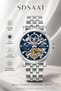 Automatic Mechanism Steel Cord, Steel Case Men's Wristwatch Bracelet Gift Silver-Blue S - 5