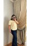 V Yaka Basic Pastel Sarı Bluz