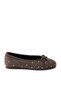 Women's Non-Slip Sole Stone Embroidered Brown Velvet Ballerina Shoes - 3