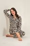 Women's Light Beige Shirt Collar Pajama Set, Combed Modal Pajama Set with Pockets, 50% Cotton 50% Modal - 6