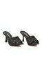 Black Straw Knitted Detailed Women's Heeled Slippers - 3