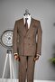 Striped Double-Breasted Suit Brown - 3