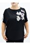 Plus Size Women's Blouse with Stone Daisy Pattern and Floral Knit Detail - 7