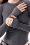 Crep Women's Viscose Fabric Crew Neck Long Sleeve Snap Fastener Bodysuit Anthracite - 3