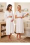 New Season Ecru Summer Lace Detailed Buttoned Breastfeeding Compatible Design Short Sleeve Maternity Maternity Dressing Gown Nightgown Set - 3