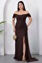 Strapless Neckline Slit Lace Dress Drp7005 - 3
