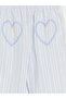 Blue Elastic Waist Striped Girl's Trousers - 3