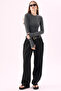 Crep Women's Viscose Fabric Crew Neck Long Sleeve Snap Fastener Bodysuit Anthracite - 4