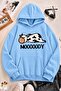 Sw Moooody Cute Cow Front Printed Unisex Oversize Hooded Sweatshirt - Hoodie
