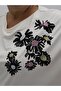 Plus Size Women's Blouse with Stone Daisy Pattern and Floral Knit Detail - 5