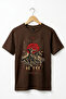 Göktürkçe Arrow and Bow Turkish Path Turkish Motif Horse Warrior Sky God Gives Kut Turkish History Printed 100% Cotton Crew Neck Basic Tshirt
