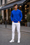 Men's Cobalt Blue Basic Crew Neck Relaxed Sweatshirt - 3